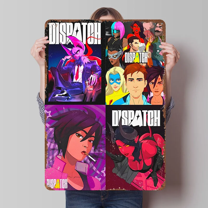 Dispatch Character Collage Metal Poster Customized Wall Art Retro Vintage Tinplate Signs for Man Cave Desk Decor Home Decoration