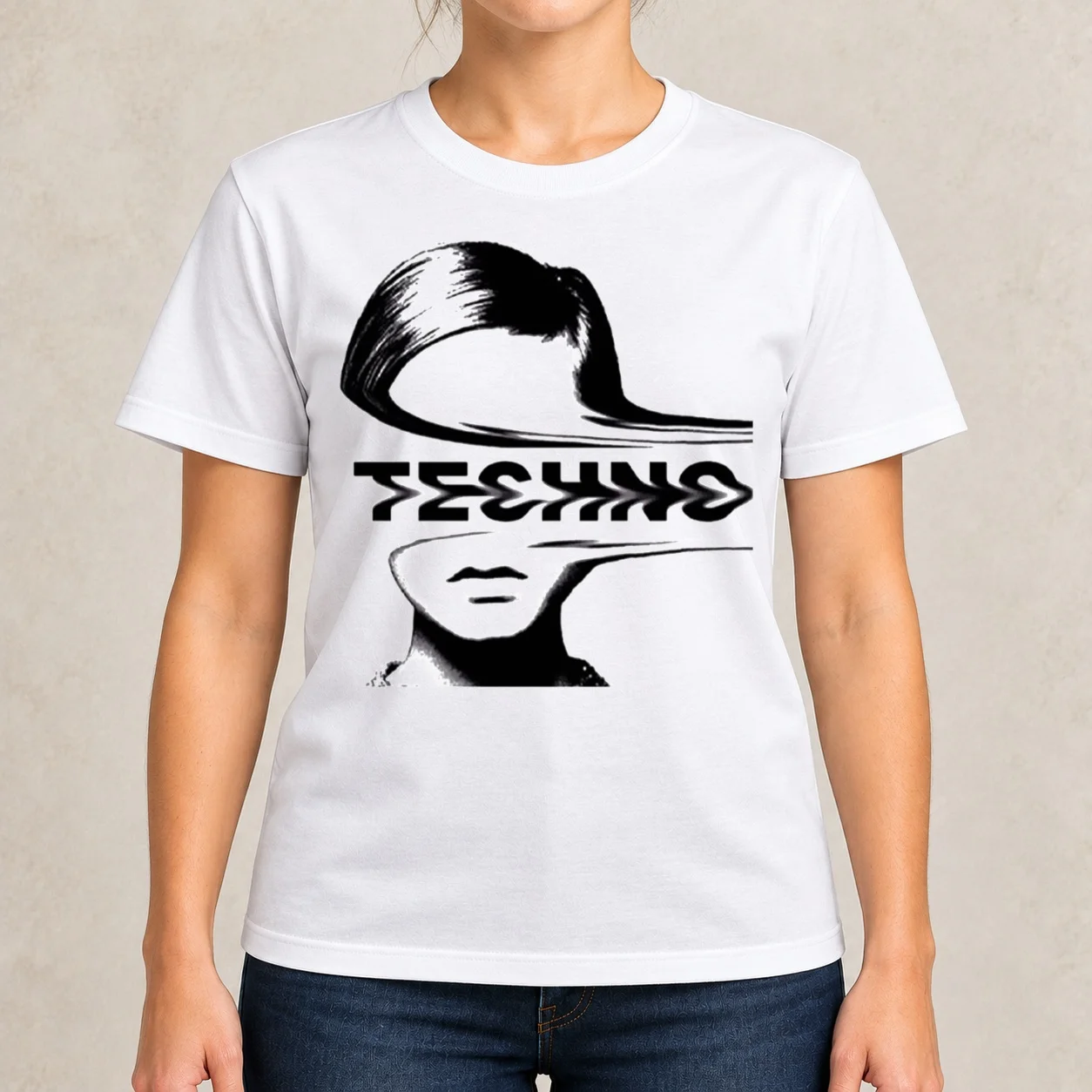 Techno Women T-Shirt blacks kawaii clothes customs design your own summer clothes for Women