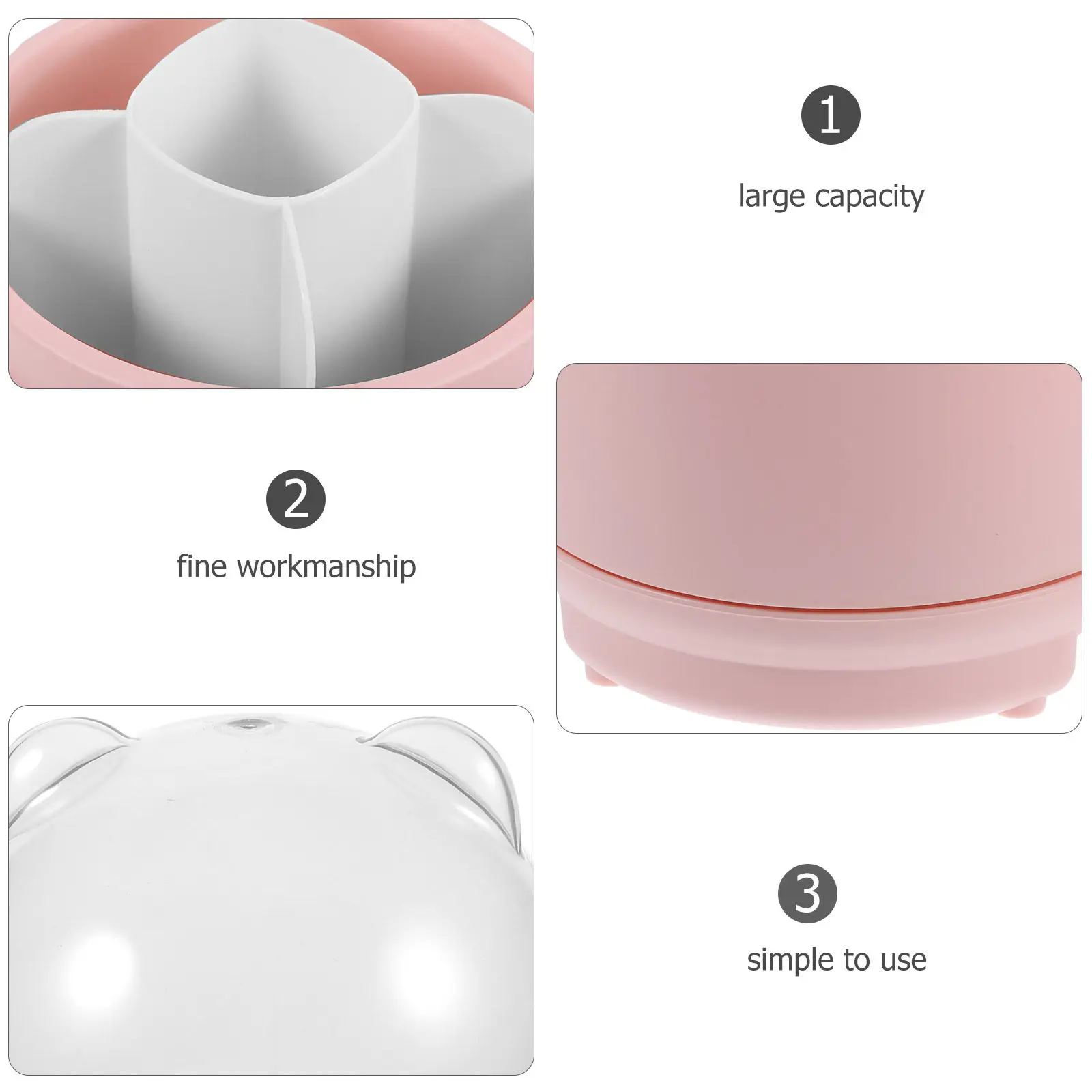 360 Degree Rotating Makeup Brush Storage Holder Organizer Dustproof Makeup Brush Cup with Lid Large Capacity Cosmetics Desktop