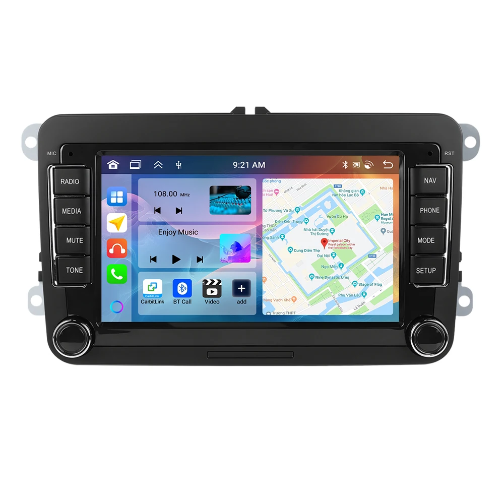 Podofo 7 ''6 + 128G Autoradio Voor VW/PASSAT/GOLF/SCIROCCO Multimedia Speler navigatie Carplay Android Auto WIFI BT RDS Auto Audio - afbeelding 2