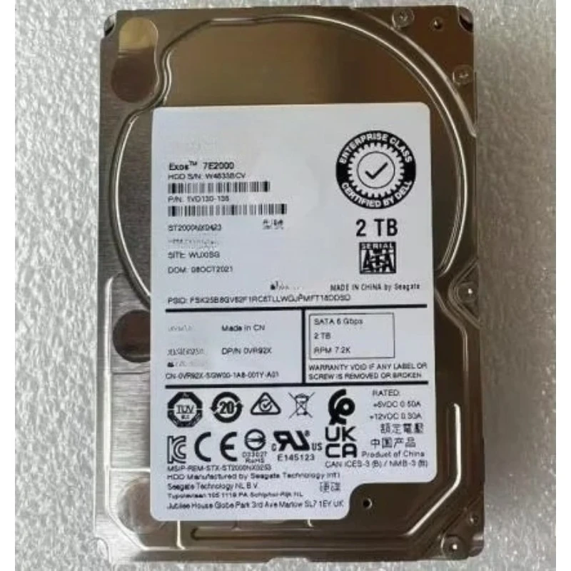 2TB 2.5 Inch SATA Server Hard Drive 7.2K 6Gbps Model 0VR92X ST2000NX0423 For Dell