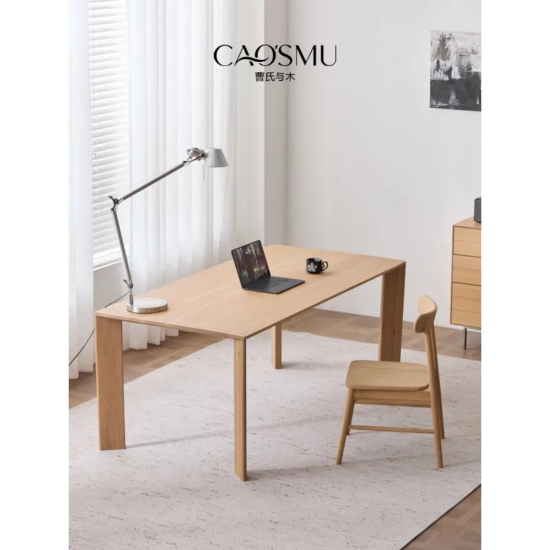 CZ-14 Wood Log Wind Dining Table Minimalist Large Board Table White Oak Solid Wood Rectangular Workbench