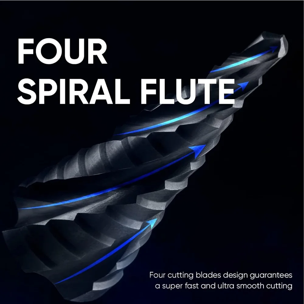 Toolant Set di punte per trapano a cobalto con quattro flauto a spirale (Pro Max), 1/8-7/8 (3 pezzi) Punte per smontaggio Unibit pronte per impatto 1/4 con codolo esagonale per