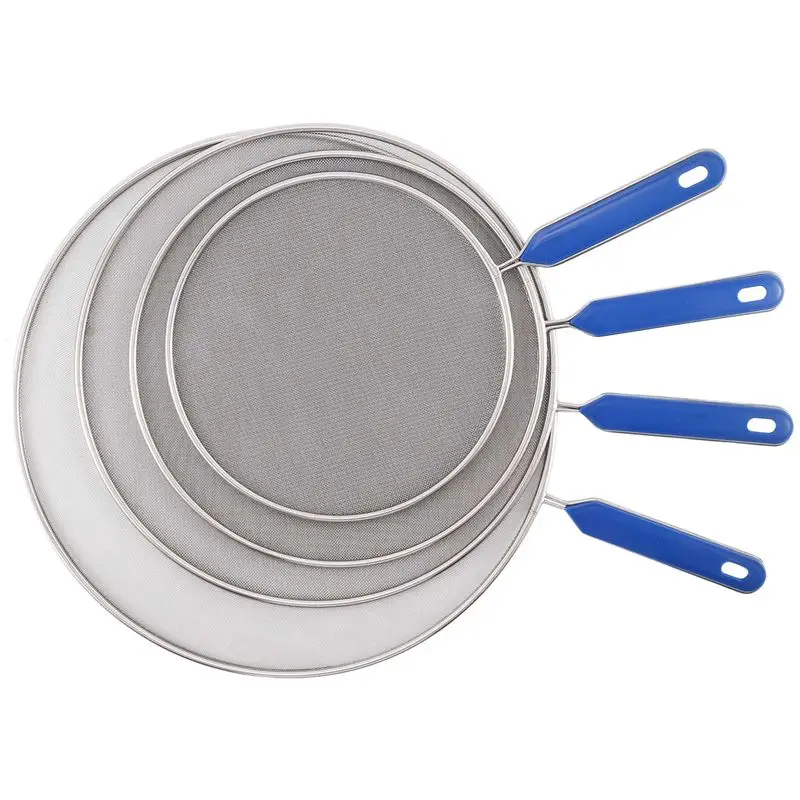 

ABRB-4X Stainless Steel Splash Screen With ABS Handle Anti-Spatter Oil Net Cover Grease-Proof Skillet Pan Cover Cooking Tool