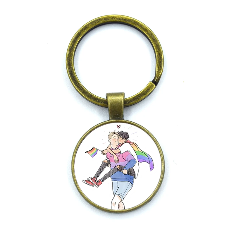 سلسلة مفاتيح مصنوعة من الأكريليك على شكل قلب مع أشكال كرتونية كوميدية من شخصية نيك وتشارلي سلاسل مفاتيح زجاجية سلسلة مفاتيح مصنوعة من الرسوم المتحركة هدايا مجوهرات #2