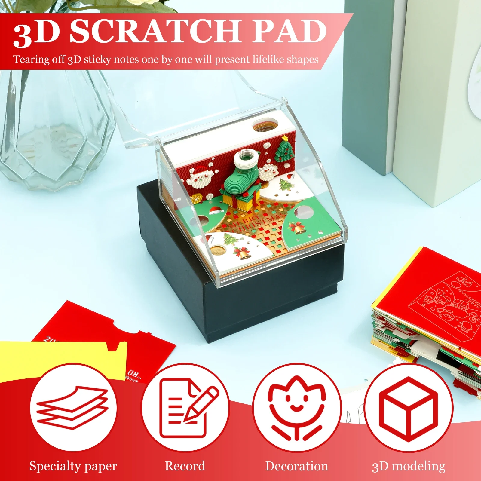 ثلاثية الأبعاد الفن التقويم مذكرة الوسادة 2026 الإبداعية المسيل للدموع بعيدا ثلاثية الأبعاد أجندة مكتبية / المفكرة مع/لا مصباح ليد غير لاصقة ورقة نحت المفكرة ديكور #6