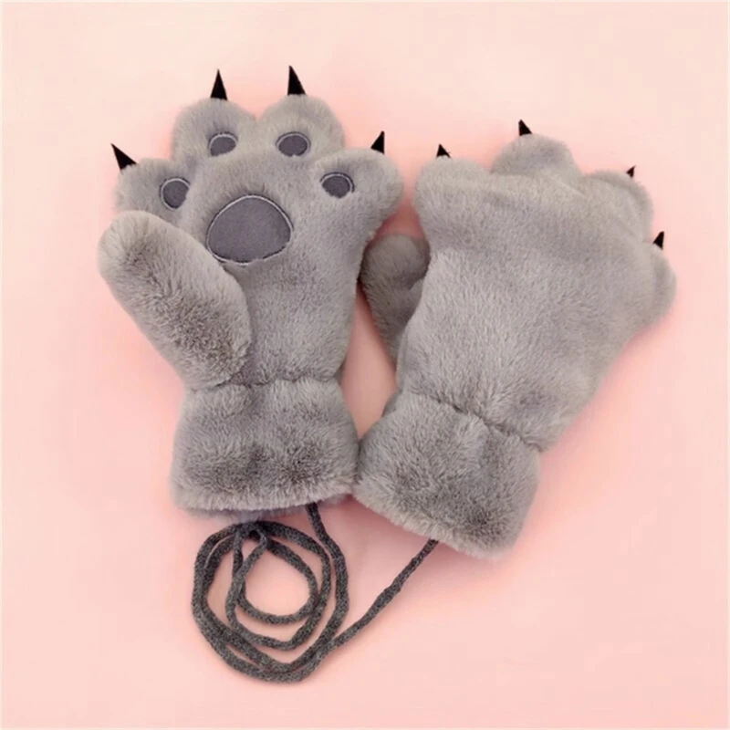 Warm Kids Winter Gloves with  Animal Paws Soft and Comfortable Children Winter Gloves with Thick Fleece Lining A2UB