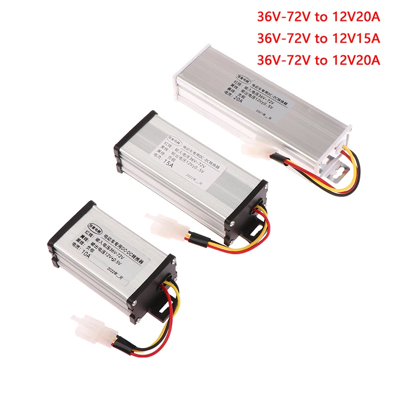 Convertidor de CC para vehículo eléctrico, repuesto de transformador de potencia de 36/48/60/72V a 12V, 10A, 15A, 20A, 180W