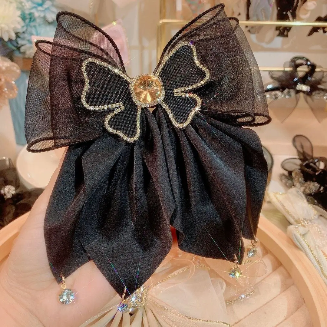 Fashion Girls Princess Bright Hair Clip Rhinestone Big Bow Hairpin for Girls Headwear Ladies Hairgrips Female Hair Accessories