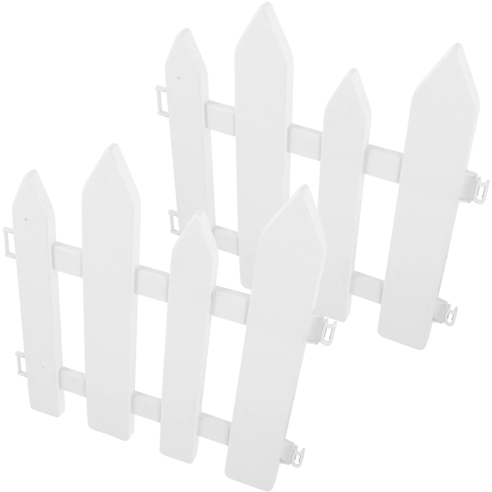 

2 Pcs White Brown PVC Garden Fence 30x30cm Yard Edging Decorative Border for Dogs Temporary Fencing Plastic Lawn Separator