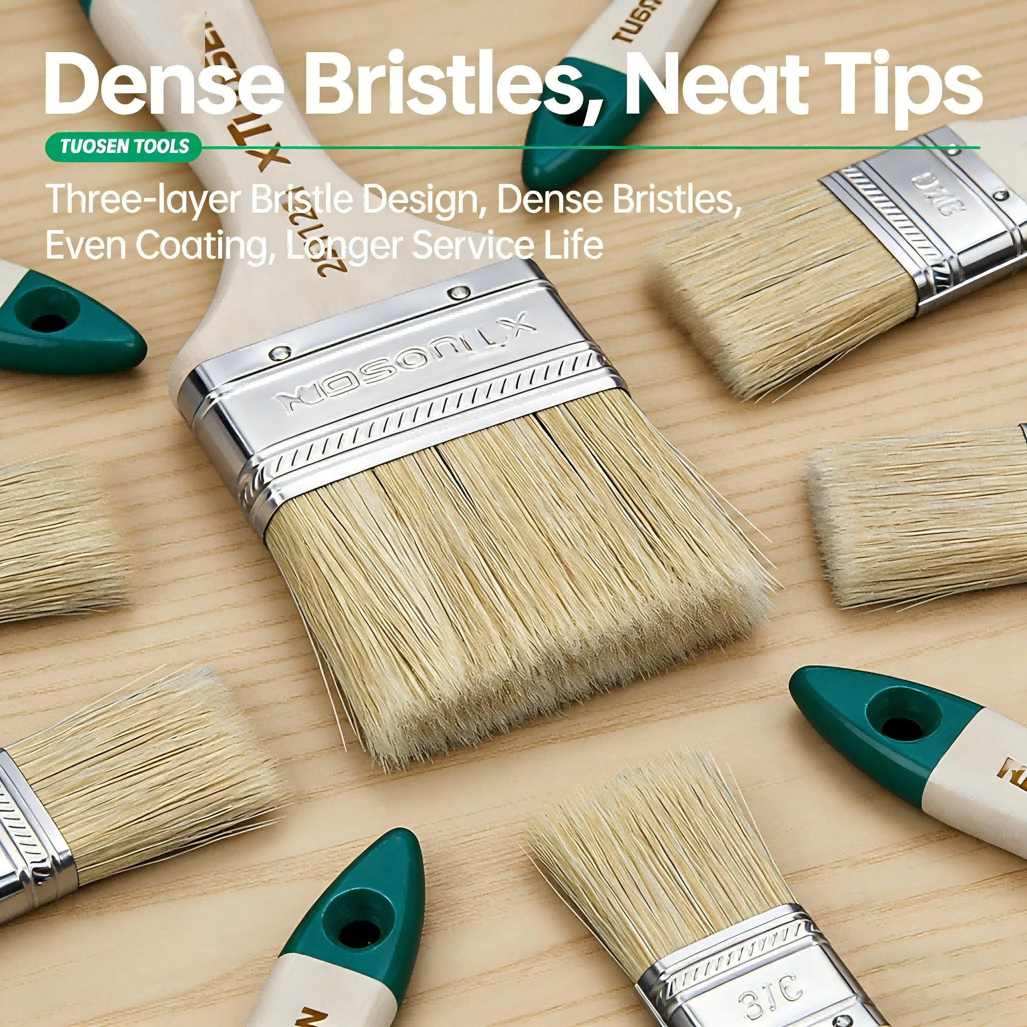 Wood Handle Paint Brush Natural Bristle Stiff Bristles for Oil Based Varnish Large Industrial Cleaning Brush Non Shedding
