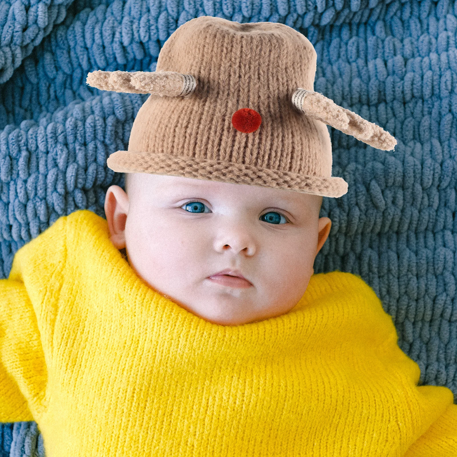 

Christmas Deer Horn Antler Warm Hat Toddler Baby Xmas Hat with Chin Strap Cute Decorative Festive Headwear Decorative Hat,