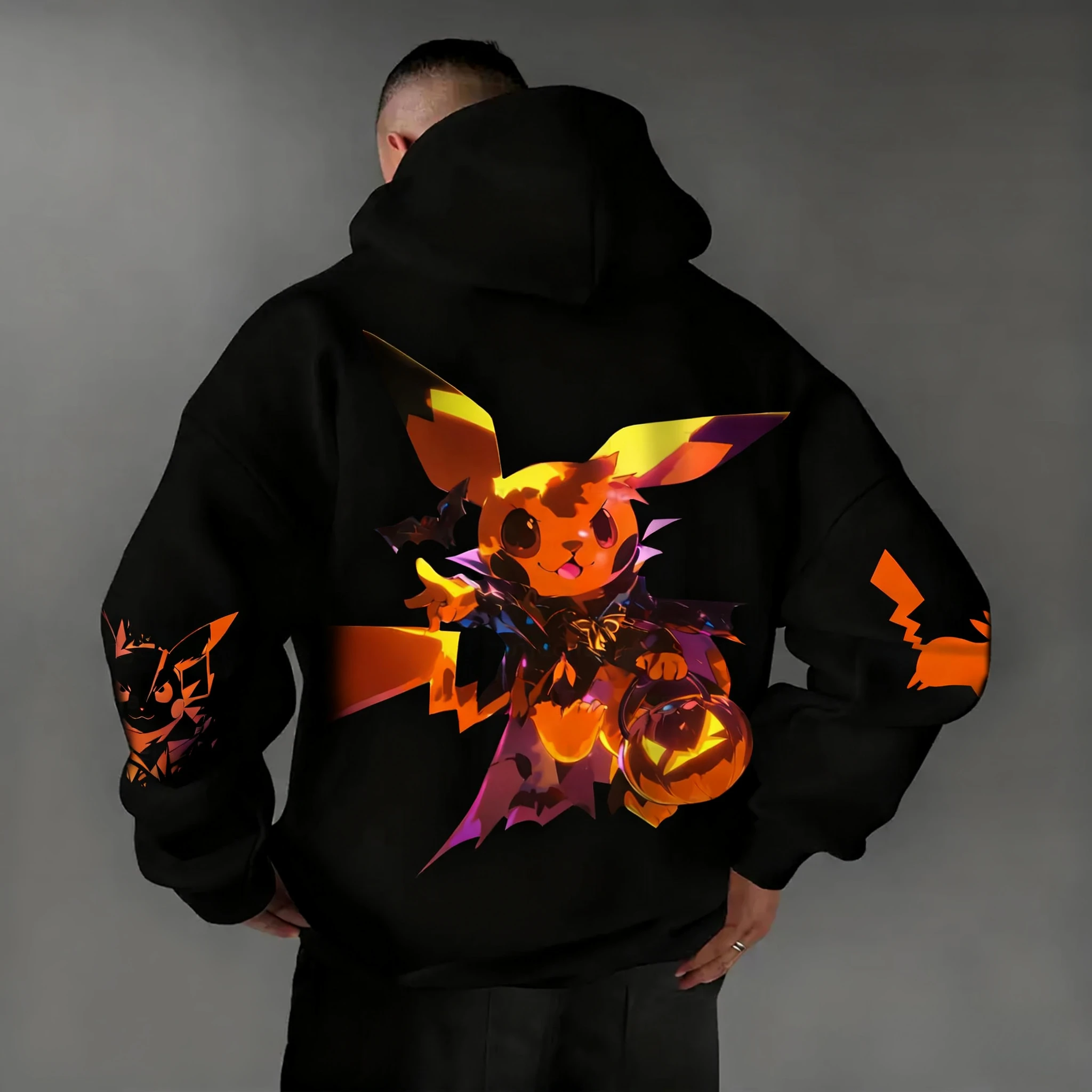 

Pokémon Halloween Autumn/Winter Hoodie 2025 Men's New Pikachu Anime Printed Casual Hip Hop Loose Parent Child Sweater Top