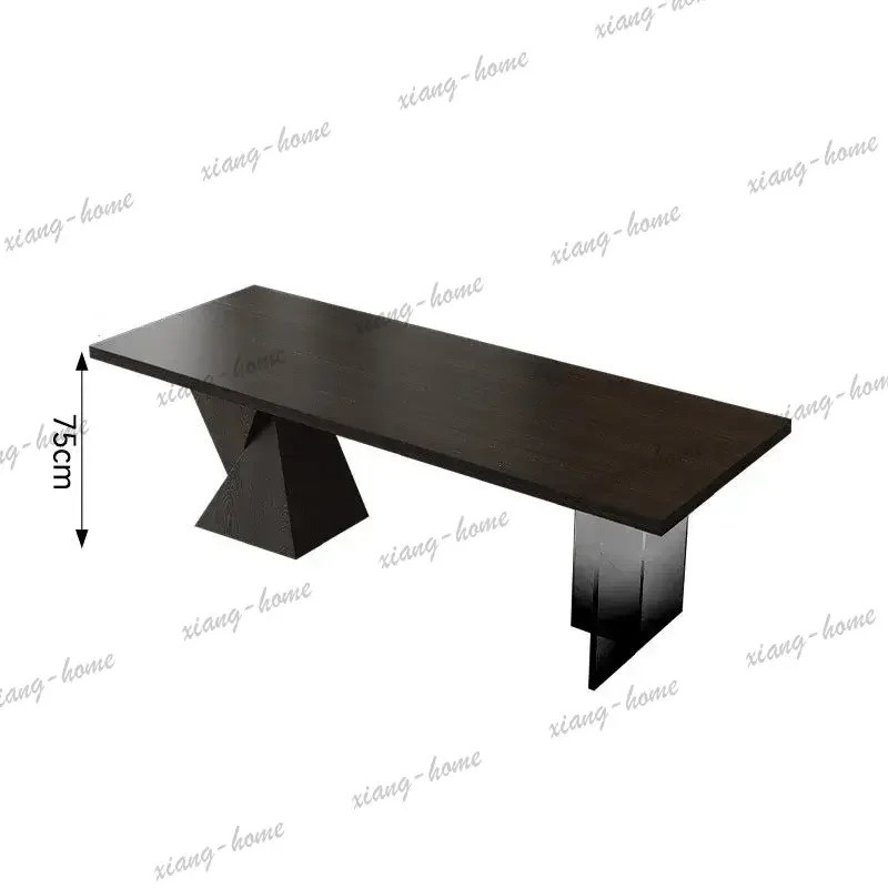 PG Black solid wood desk with socket Minimalist living room Study workbench Office computer desk