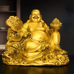 Ruyi Maitreya Buddha Brass Ornament Home Living Room Company Store Opened Desktop Decoration Big Belly Laughing Buddha Statue