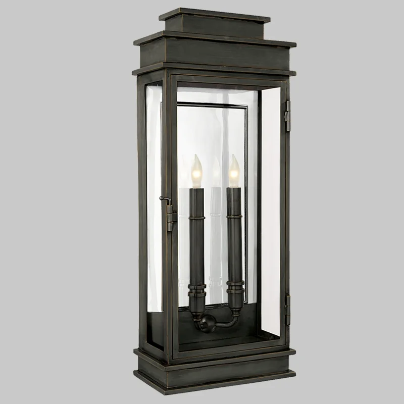 American Outdoor Vintage Wall Sconces Patio Lights Villa Kitchen Dining Room Lights Hallway Brass Linear Lantern Wall Lamps