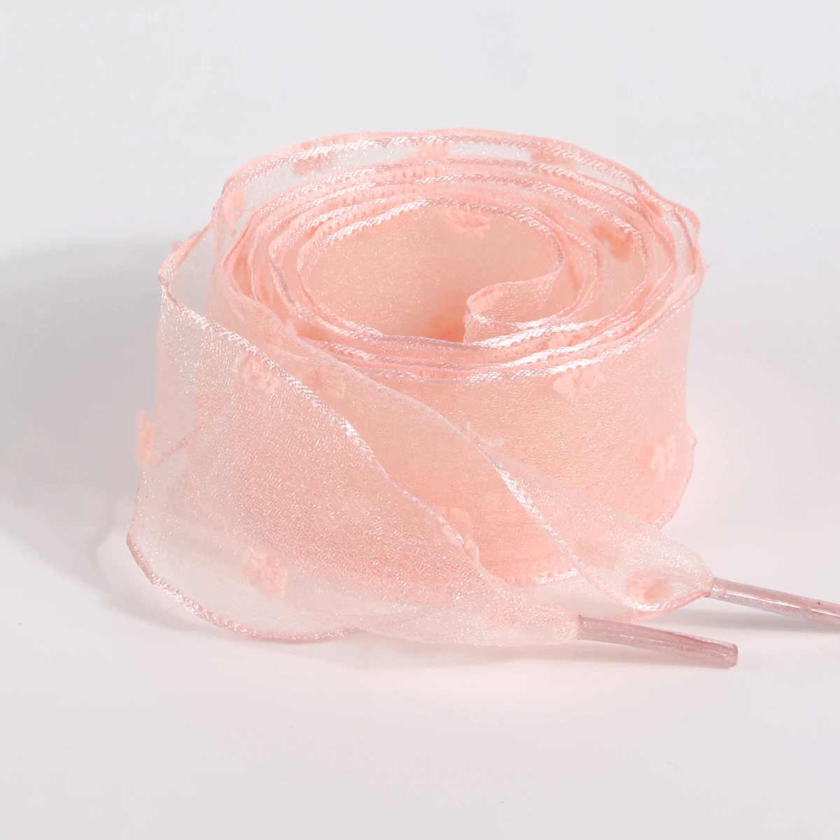 2,5 cm breite flache Chiffon-Schuhe mit Plüsch-Punktschnürsenkeln | Stoff aus Organza | Freizeitschuhe im frischen Stil für Mädchen – Detail 10