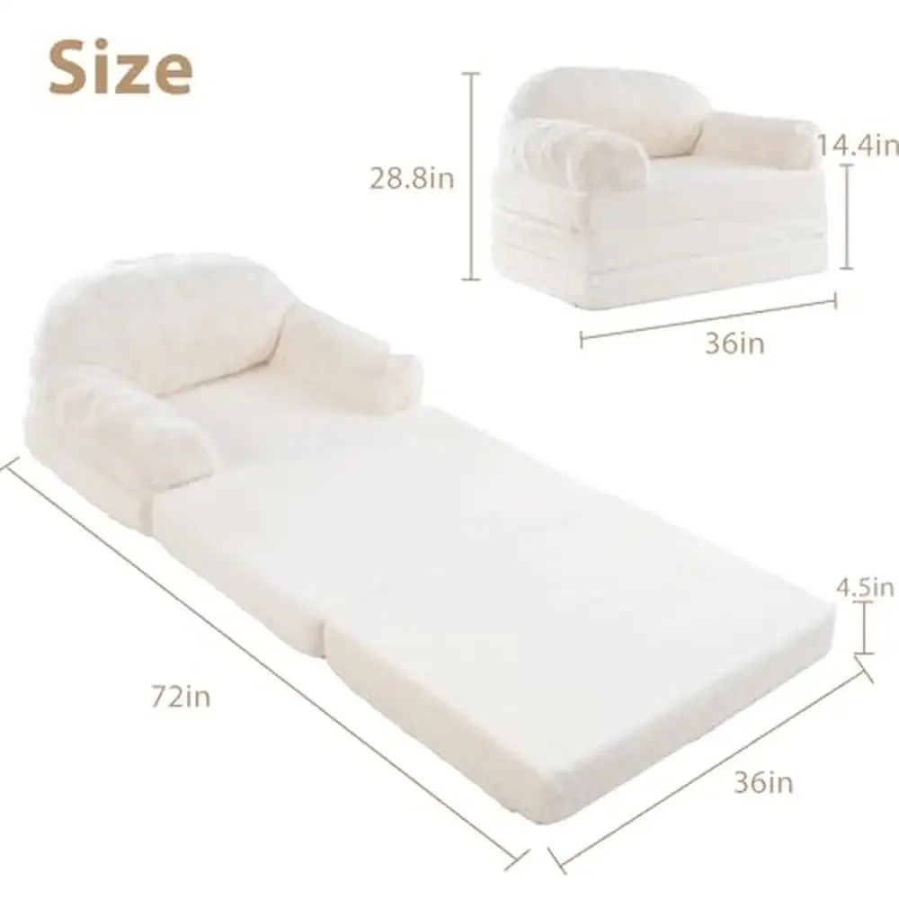 Convertible Giant Bean Bag Chair Sofa Bed with Pillow & Washable Cover Classic Shape Foldable Floor Mattress Sleeper Safe