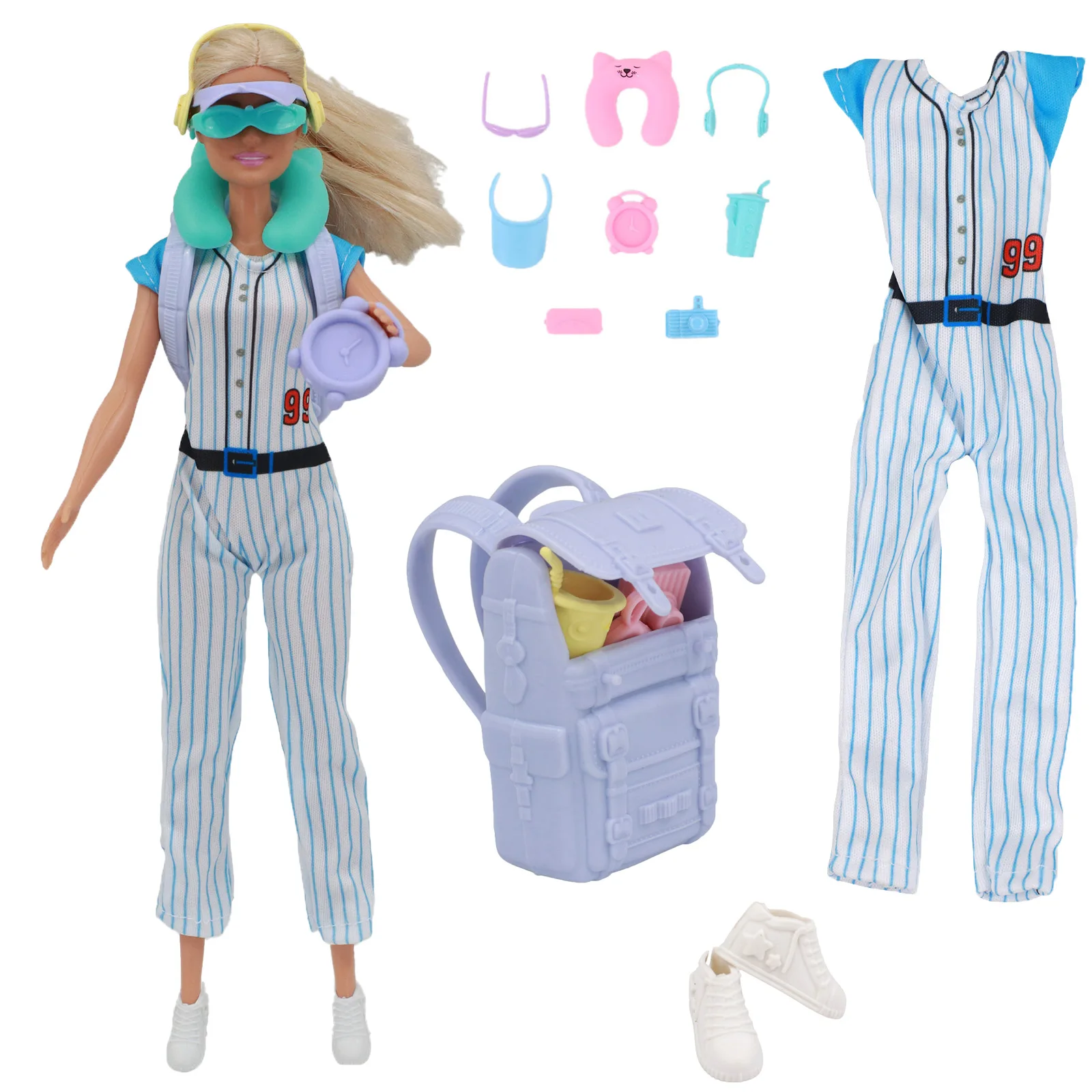 Mini conjunto de brinquedos para casa de bonecas, kit de mochila de boneca de 11,5 polegadas, presente perfeito para crianças, design durável para brincadeiras imaginativas