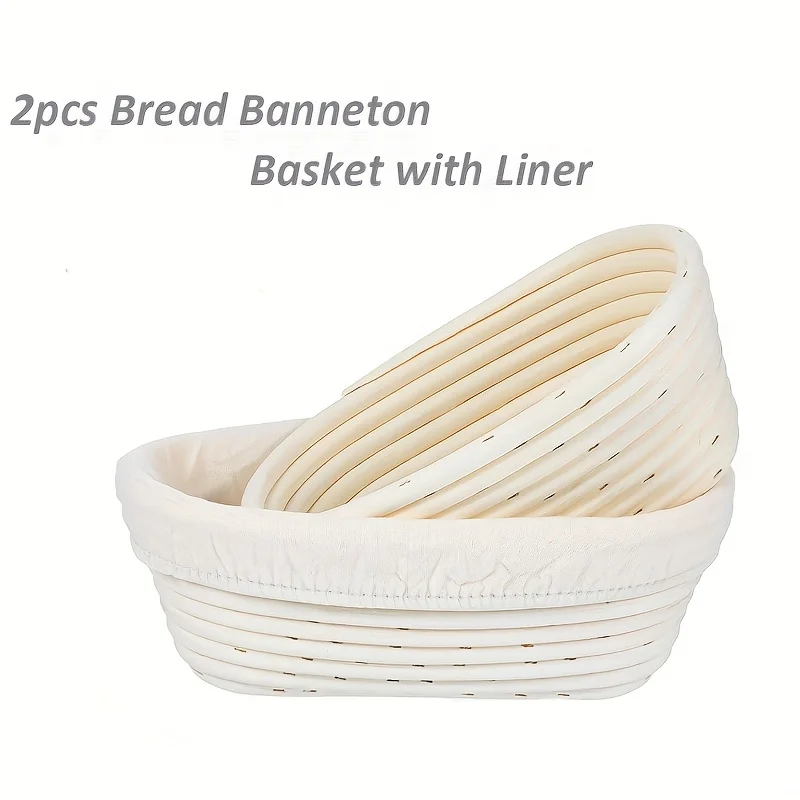 2-Piece Banneton Proofing Bowls – Essential Fermentation Tools for Creating Crusty, Professional-Quality Loaves at Home