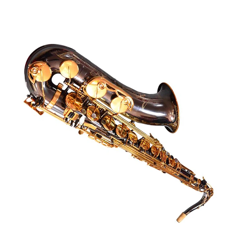 Premium Golden Brass bB Baritone saxophone with Black Pearl Buttons Black Gold Lacquer Finish for Jazz Band