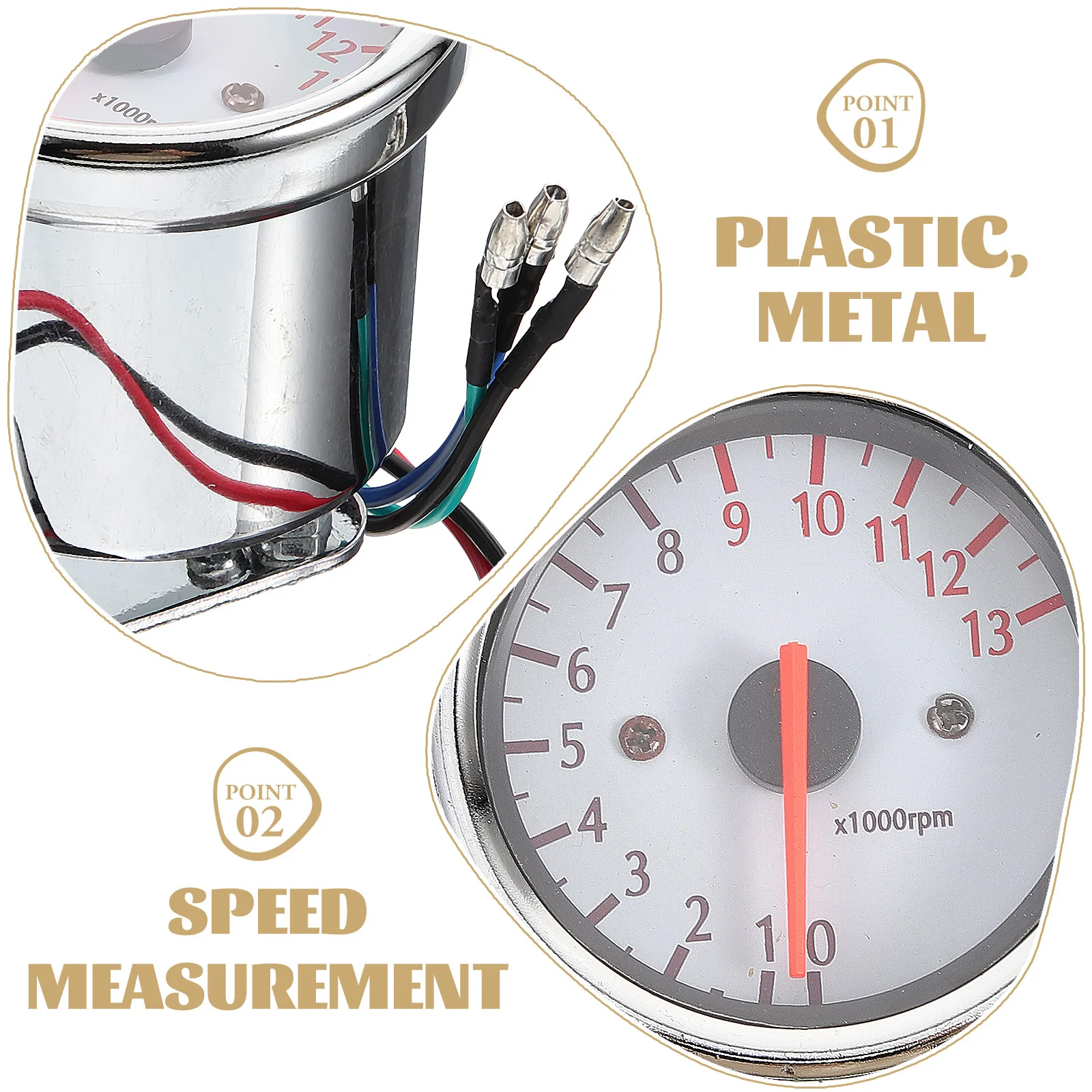 

Motorcycle Speedometer 13000rpm Pointer Type High Precision Sensor Quick Installation Motorcycle Gauge Modified Instrument Speed