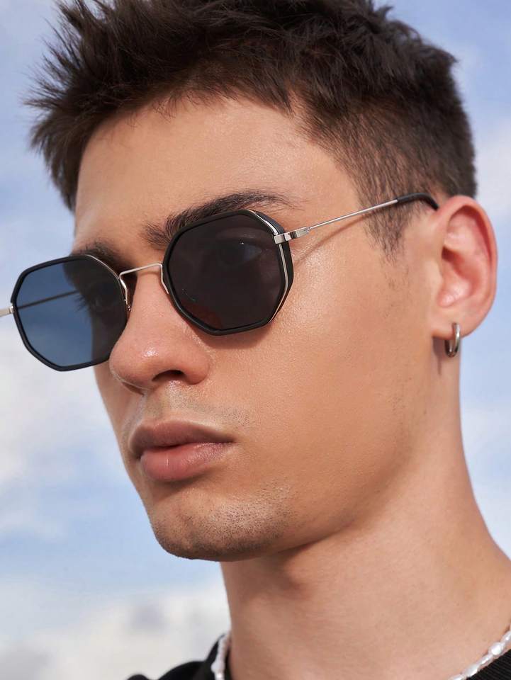 1PC Fashion Y2k Geometric Metal Frame Women Sunglasses For Men Daily Life Shades Eyewear Accessories.