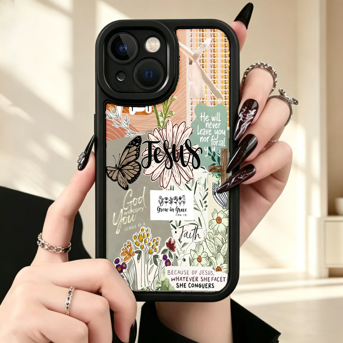 

Floral Christian Design Phone Case With Inspirational Quotes And Butterflies Soft Tpu Protective Cover For Women Faith And Prayer Lovers Iphone 16 14 12 13 11 15 Pro Max X XS