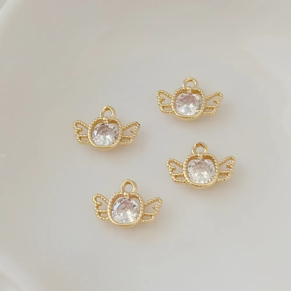 

14K Gold-plated and Zircon Inlaid Little Angel Pendant, 12*8mm Bracelet Necklace Pendant, DIY Jewelry Accessory