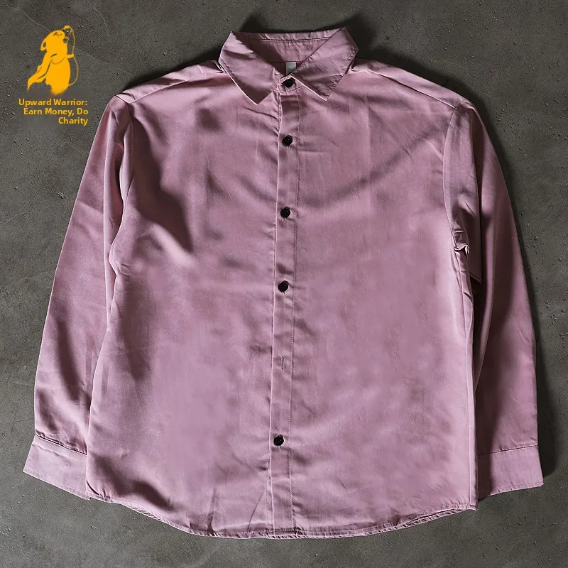 Charity Money Making Pure Color Long Sleeve Shirt Upward Hero Men's Spring Autumn High Sensation Handsome Women's Workwear Ja...