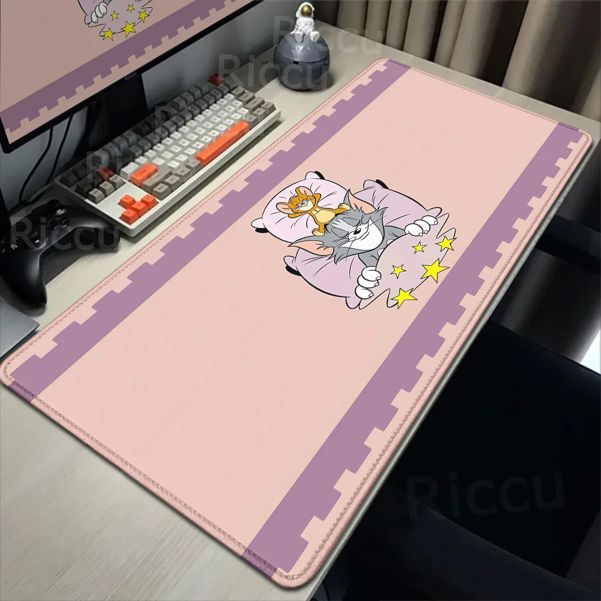 

Cartoon Mousepad HD T-Tom and J-Jerry Printing Computer Gamers Locking Edge Non-slip Mouse Pad XL Keyboard PC Desk Pad Accessory