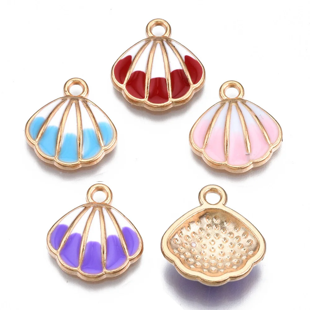 

100pcs Alloy Enamel Scallop Shell Pendants for jewelry making DIY Summer Beach bracelet necklace earring craft decor accessories