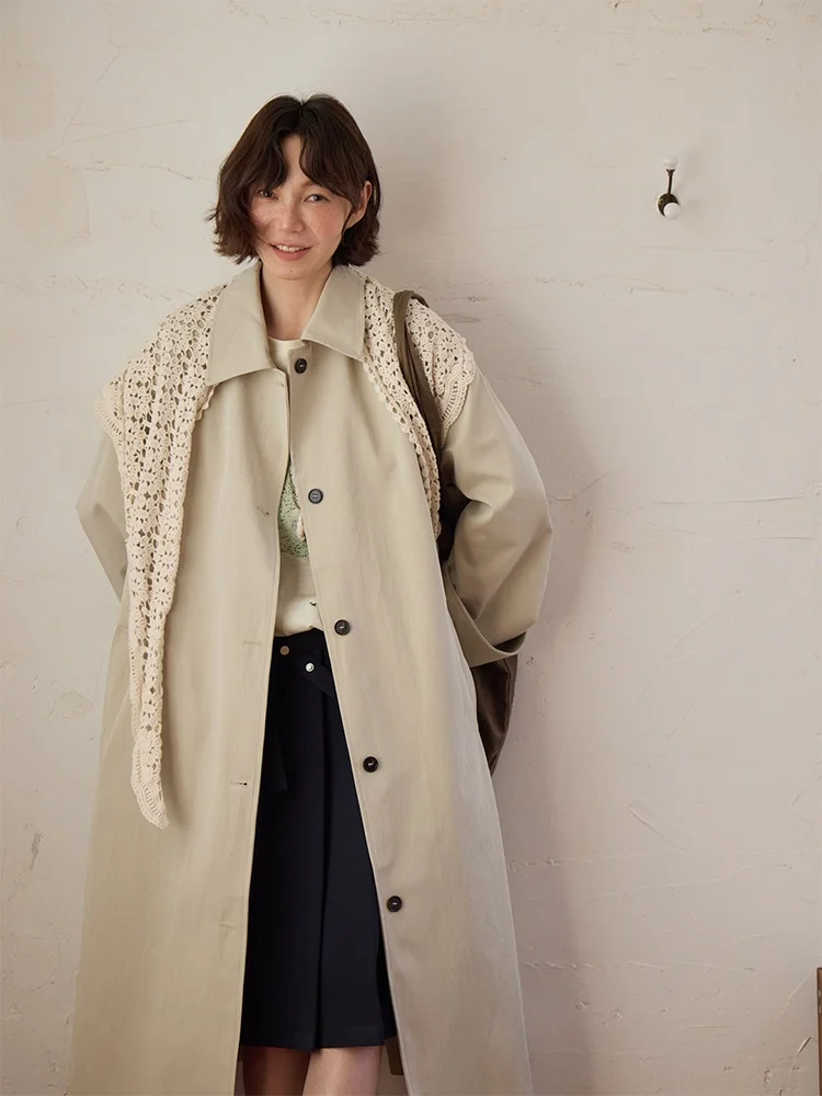

about Passion Spring Lace Shoulder Wrap Collar Mid-Length Coat Women's Loose Fit Cotton Nylon Blend Daily Wear Zipper Closure