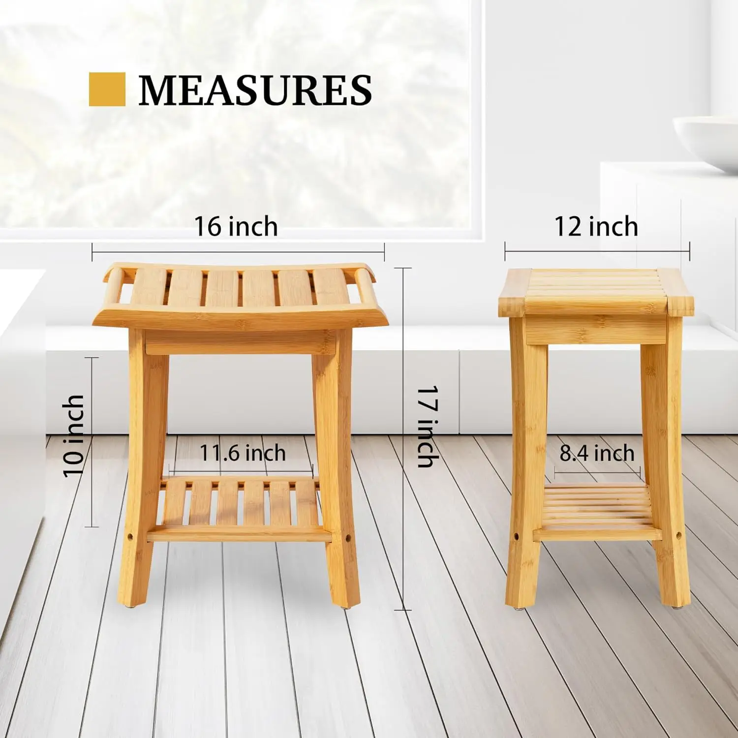 Sgabello da bagno in bambù addensato vasca da bagno a due strati e altri scaffali da bagno multifunzione