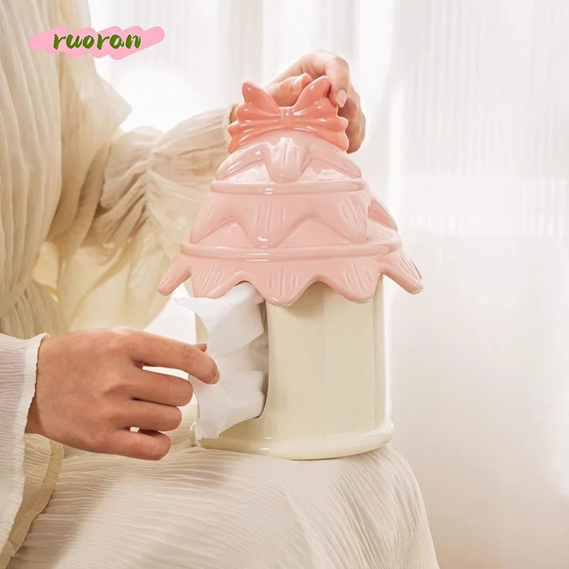 

Cute Flocking Ceramic Tree House Paper Roll Holder for Living Room Bedroom High Value Creative Decor