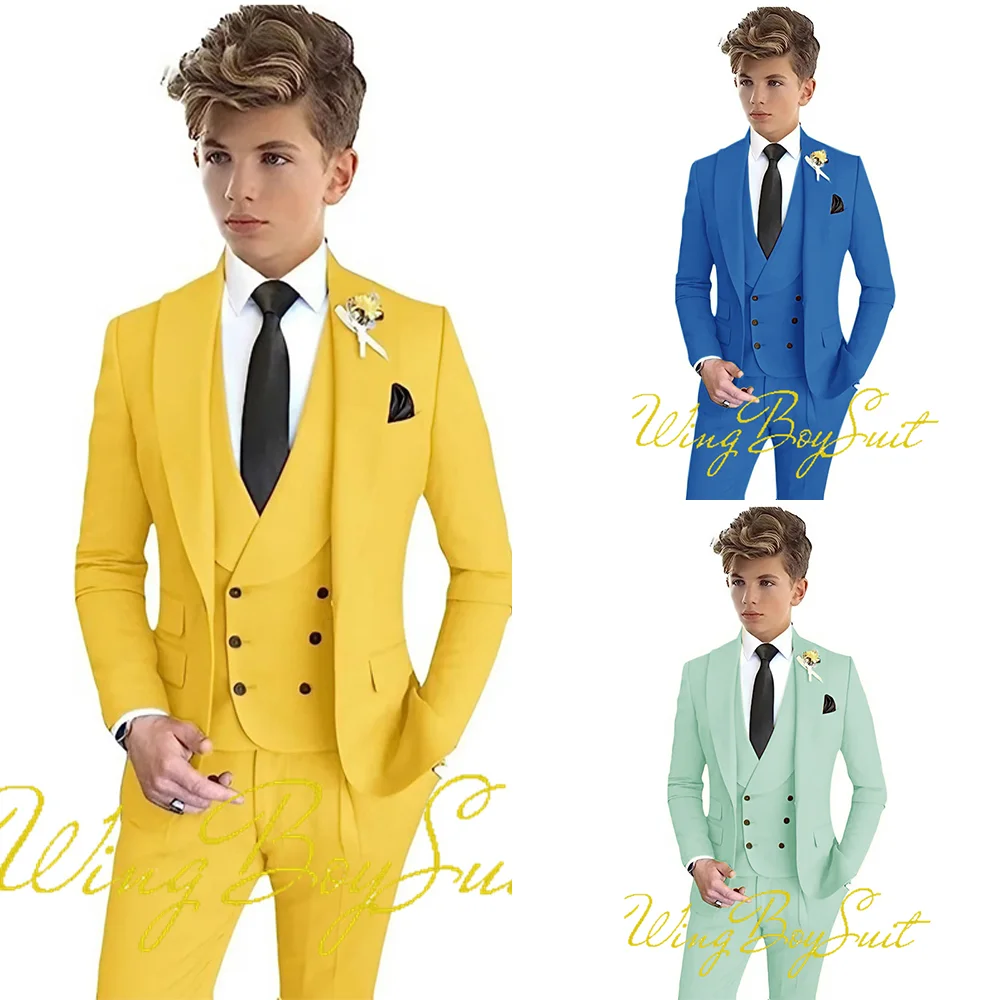 Formal Boys Suit Party Wedding Tuxedo Classic Design Kids Stage Jacket Pants Vest 3 Piece Set Teen Blazer