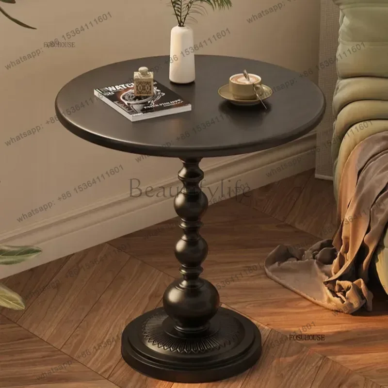 LSRetro Coffee Table Living Room Household Furniture Small Round Table Creative Design Sofa Bedside Mini Table for Bedroom
