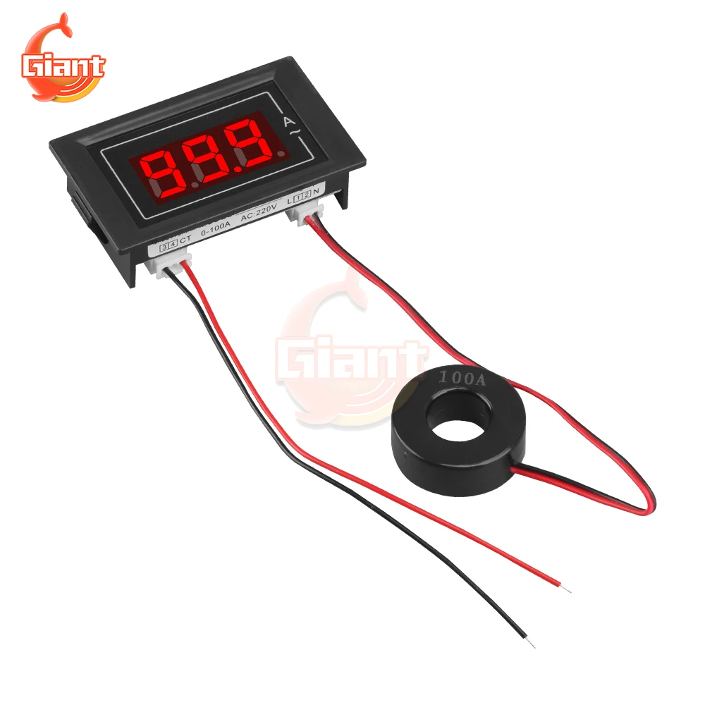 D85-5035A AC220V 100A Mini Digital Ammeter Single-phase AC Current Meter Tester Ammeter Panel Monitor Indicator With Transformer