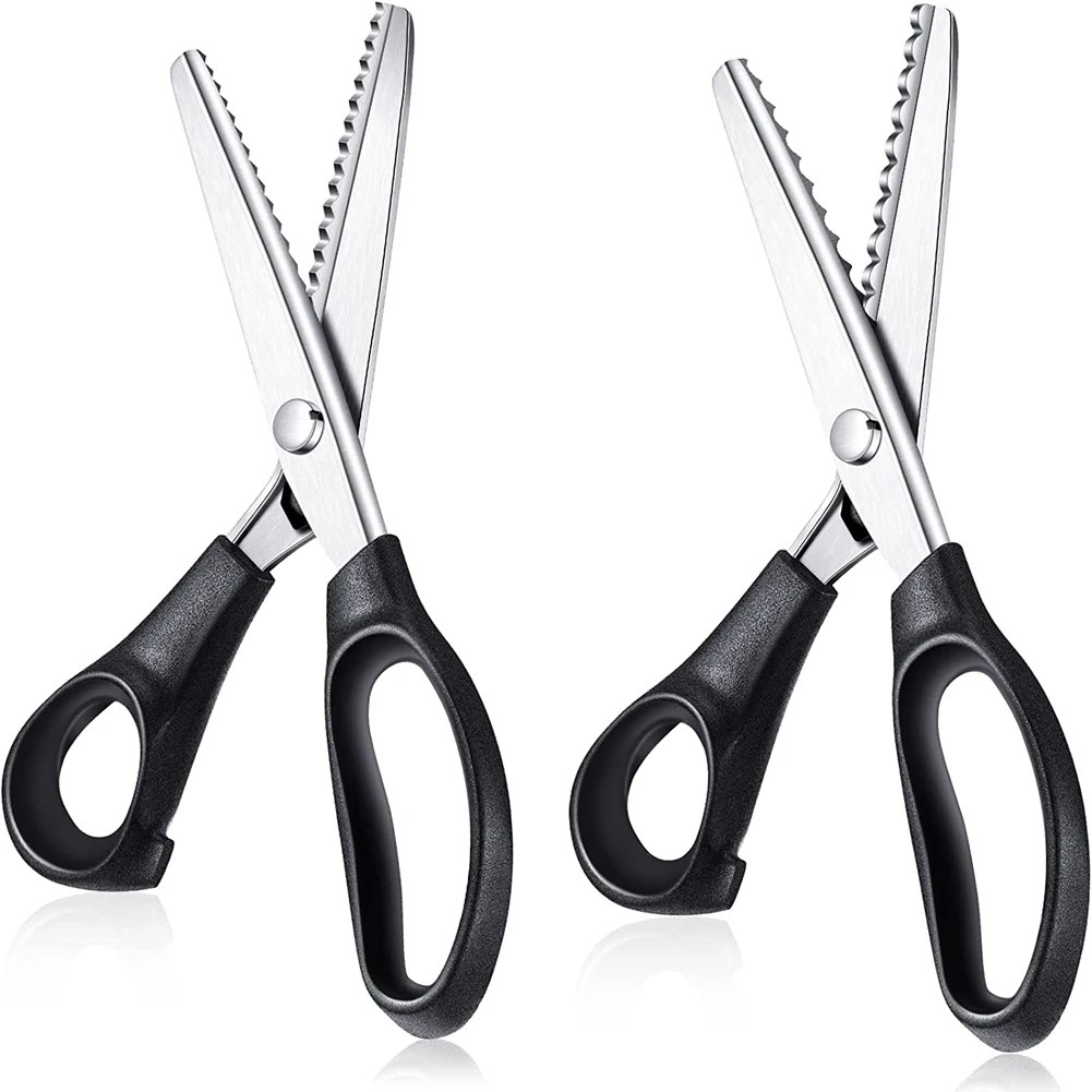 2 Pcs Pinking Shears Stainless Scissors Handheld Serrated Crimping Dressmaking Sewing Supplies