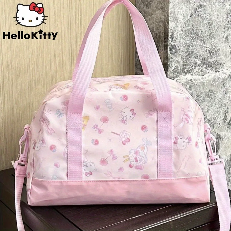 Sanrio Hello Kitty Travel Bag Cartoon Anime Large Capacity Backpack Convenient Travel Bags Woman Fashionable Simple Lightweight