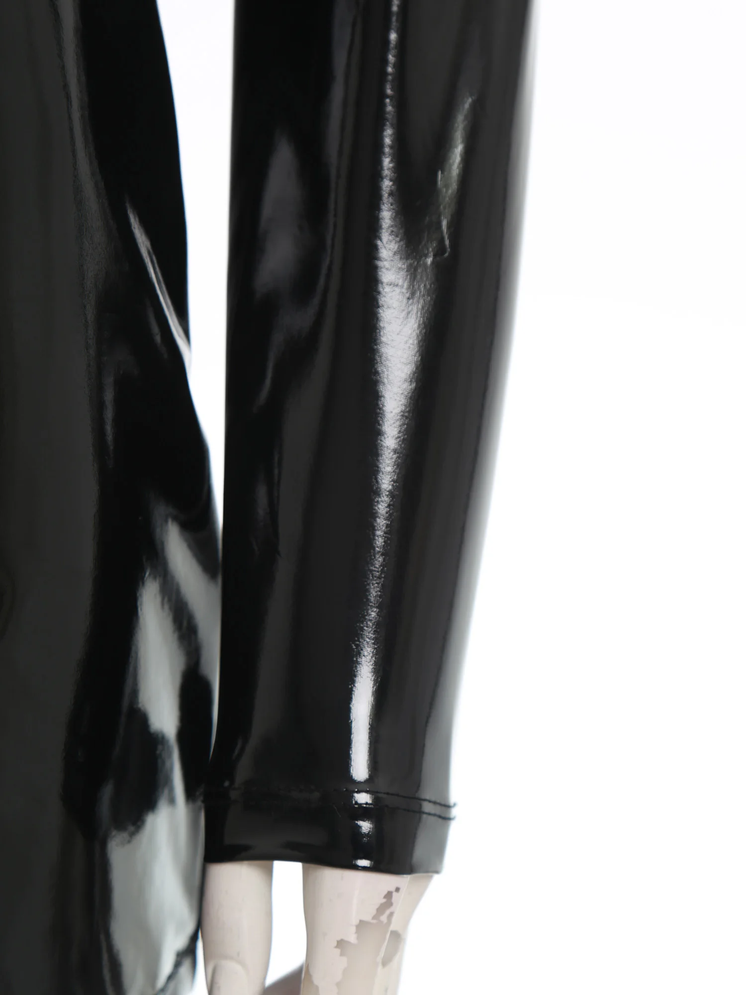 Women Patent Leather Nun Sister Cosplay Dress Long Sleeve Slit Hem Shiny Slim Fit Micro Dress for Halloween Carnival Party Dress - Image 5
