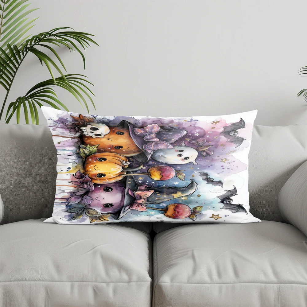 Home Decor Halloween Magical Pumpkins Pillow Suitable For Sofa Bedroom Car Pillow Cover Cushion Rectangular Back Cushion