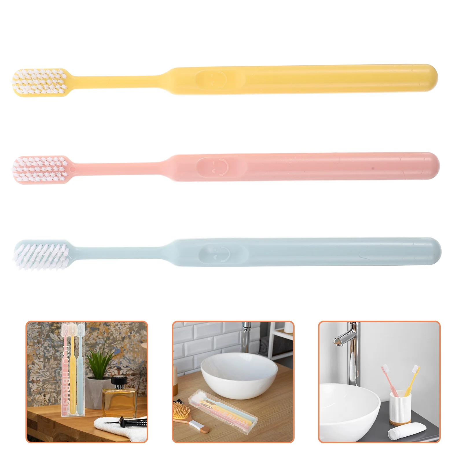 

3Pcs Soft Bristle Toothbrush Set Minimalist Design Travel Size Portable Oral Care Tools for Sensitive Gums Home Use