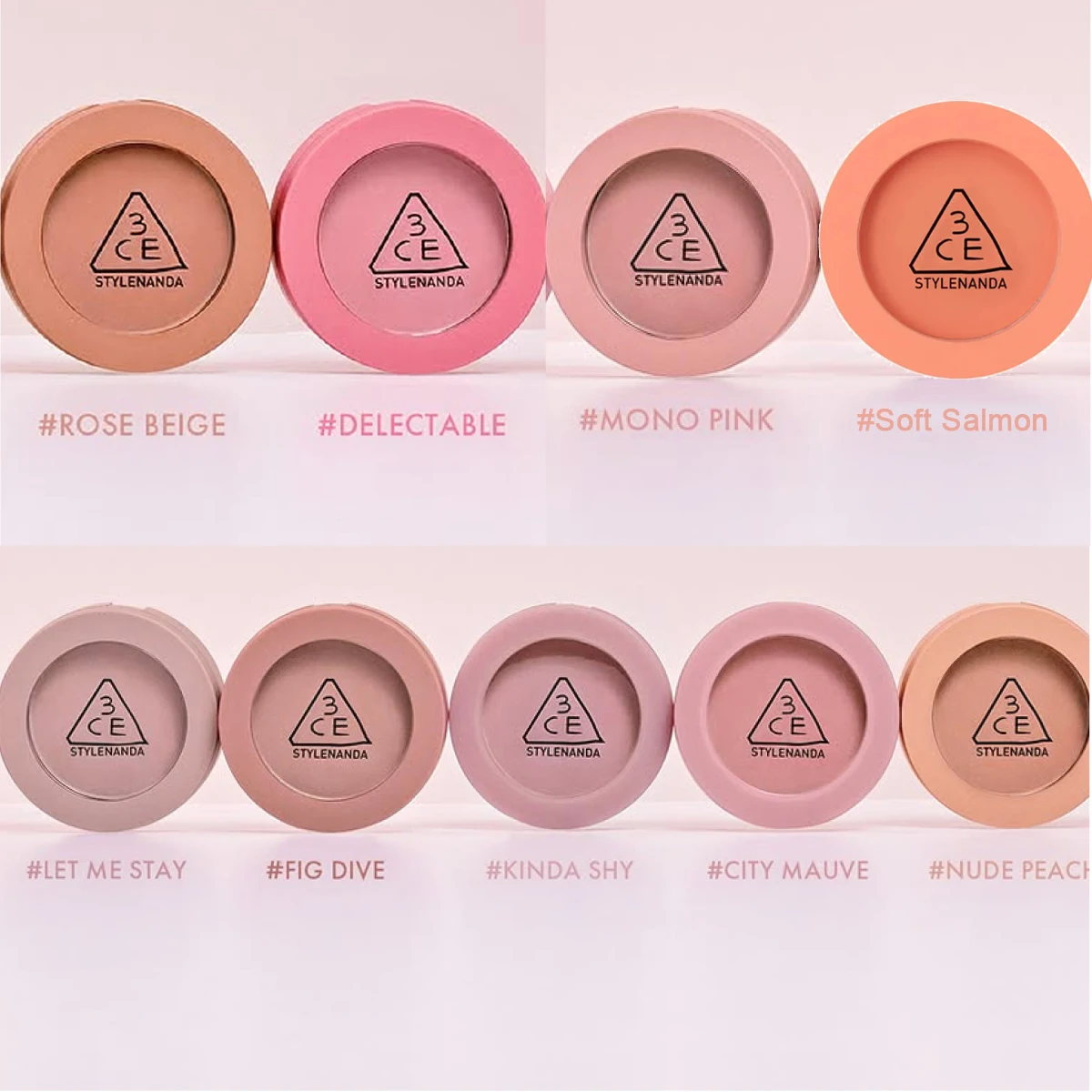 3CE Mood Recipe Face Blush, pó sedoso, misturável, layout de cor natural, desgaste de longa duração, maquiagem completa, K-Beauty, maquiagem coreana