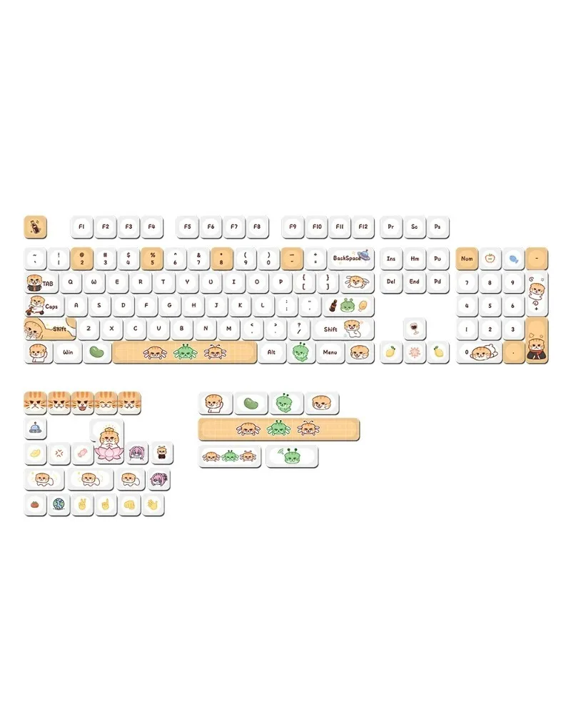 

Cartoon Kitten Themed Keycaps Multi-size Sublimation Keycap Set Ergonomic Universal Mechanical Keyboard Accessories