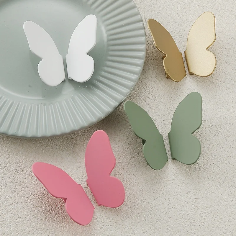 2PCS Cold Rolled Steel Spray Modern Minimalist Butterfly Heart Matching Handle Wardrobe Dedicated Hardware Accessories