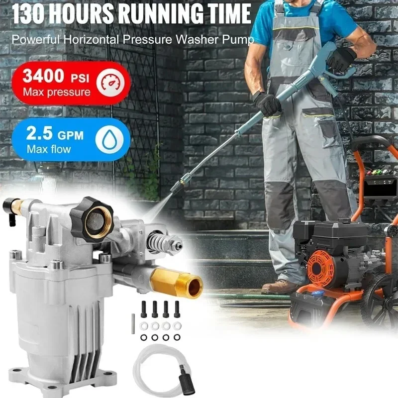 

Насос для очистки машин высокого давления, вал 3/4, MAX 2800, 3400 фунтов на квадратный дюйм, 2,5 галлона в минуту, алюминиевое осевое оборудование для очистки воды, опорный насос