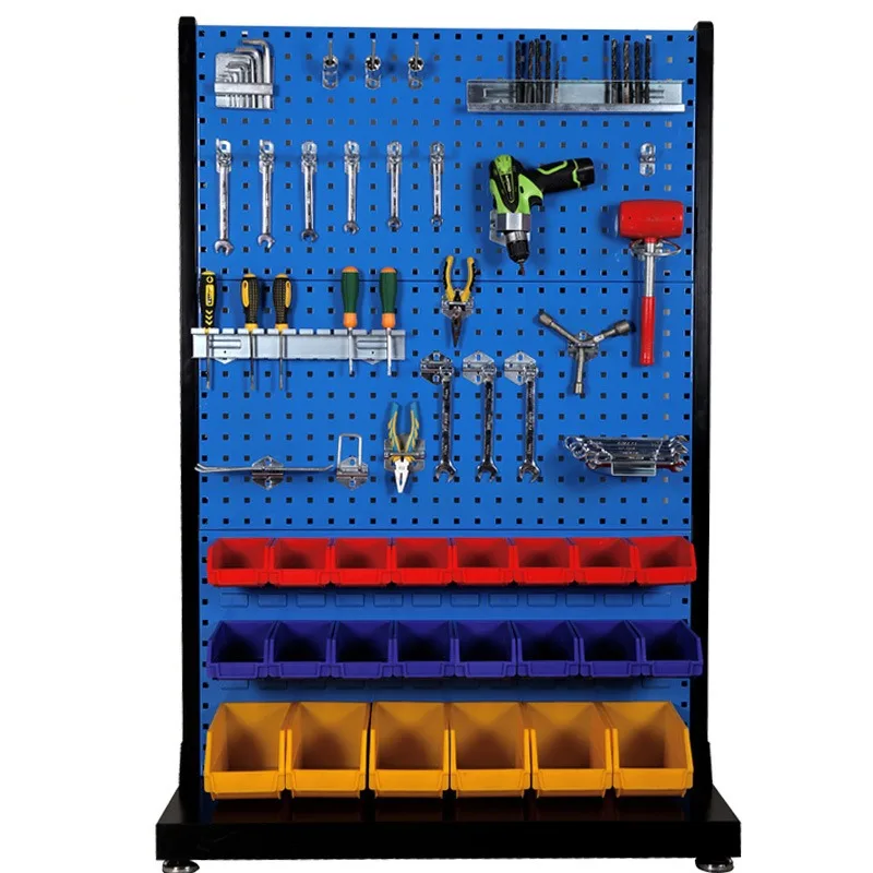 Supermarket Hardware Tool Display Rack Pegboard Stand With Hooks