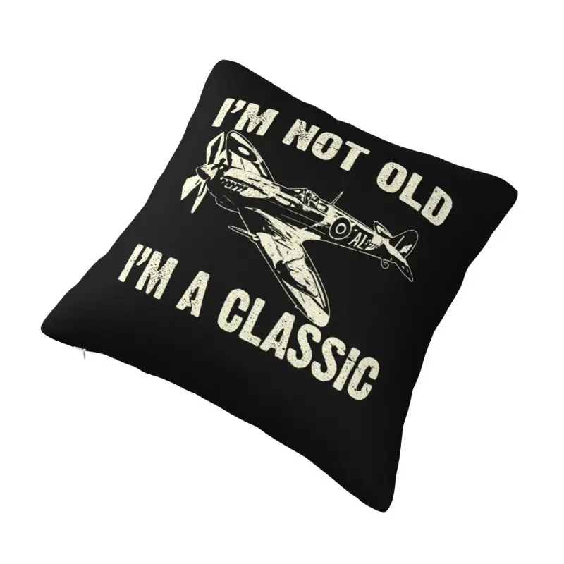 CustomAirplane Aircraft Plane Spitfires Cushion Cover for Sofa Velvet Supermarine Fighter Plane WW2 War Pilot Throw Pillow Case