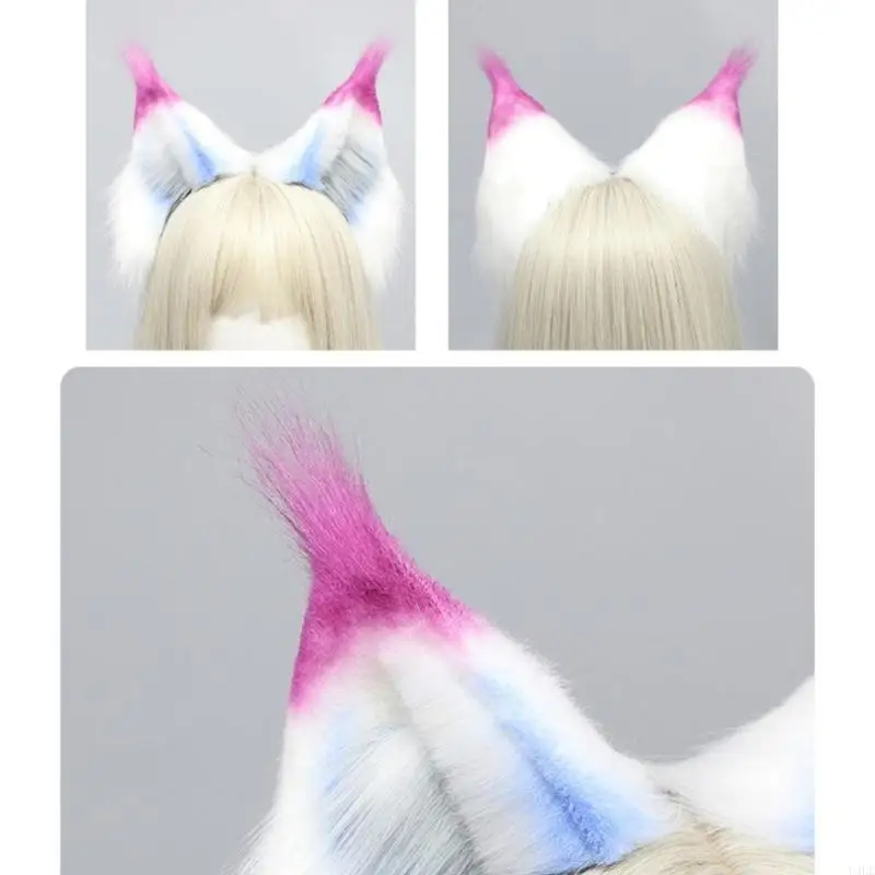 

U4LE съемный обруч для волос с ушками животных для вечеринки в честь косплея, плюшевая повязка для волос с ушками, аксессуар для